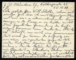 Brief von Josef Ponten an Will Scheller