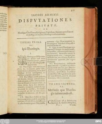 Thesis Prima De Ipsa Theologia