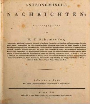 Astronomische Nachrichten = Astronomical notes. 18, 18. 1840