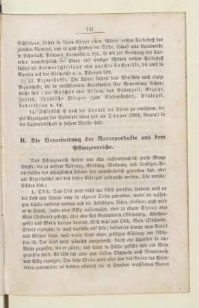 II. Die Verarbeitung der Naturprodukte aus dem Pflanzenreiche