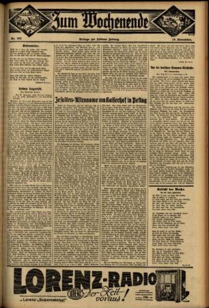 Zweite Ausgabe vom Sonntag, den 19. November 1933.