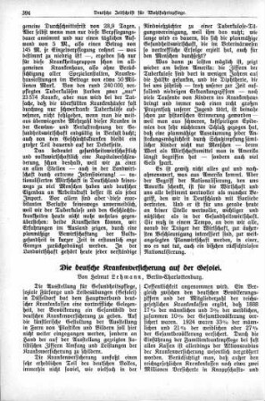 Die deutsche Krankenversicherung auf der Gesolei