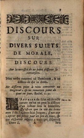Discours Sur Divers Sujets De Morale, Tome Premier