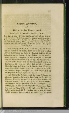 Lützow´s Freischaar, auch Lützow´s (wilde) Jagd genannt : Fortsetzung bis zu dessen Auflösung 1815