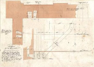 Gärtner, Friedrich von; München; Wittelsbacherpalast - Leitung der Kanäle für Kaltluft zum Ofen Nr. 2 (Teilgrundriss)