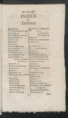 Index in Sabinum.