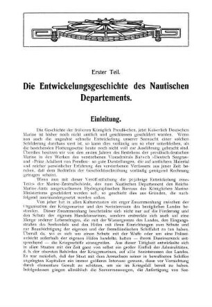 Erster Teil. Die Entwickelungsgeschichte des Nautischen Departements.