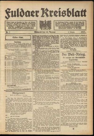 Erste Ausgabe vom Mittwoch, den 10. Januar 1917.