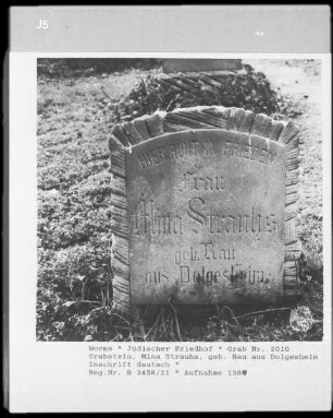 Grabstein von Mina Strauhs, geborene Rau aus Dolgesheim