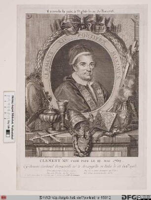Bildnis Papst Clemens XIV. (Lorenzo Ganganelli) (reg. 19. 5. 1769 - 22. 9. 1774)