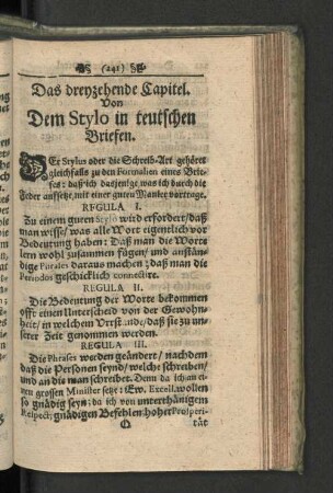 Das dreyzehende Capitel. Von Dem Stylo in teutschen Briefen.