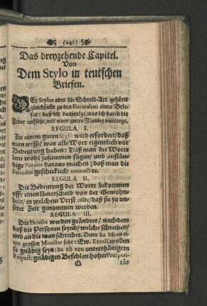 Das dreyzehende Capitel. Von Dem Stylo in teutschen Briefen.