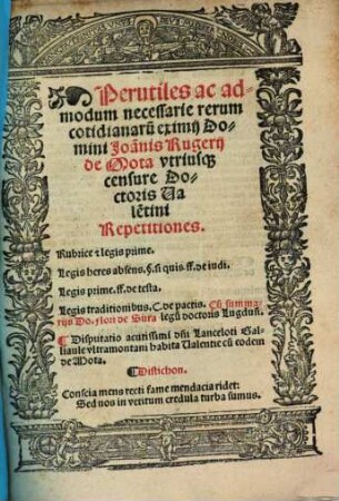 Perutiles ac admodum necessarie rerum cotidianarum Repetitiones