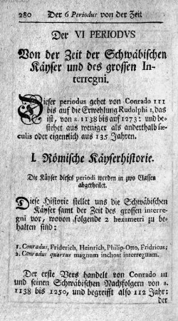 Der VI Periodvs Von der Zeit der Schwaebischen Kaeyser und des grossen Interregni