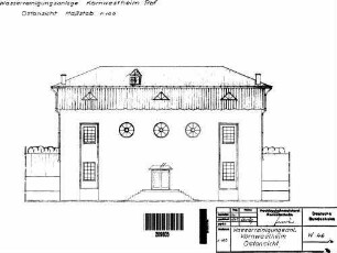 Kornwestheim Pbf: Nebengebäude Wasserreinigungsgebäude 45 Ostansicht
