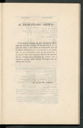 [Dedicatoria] Al escrupuloso crítico