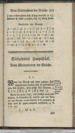 Siebzehntes Hauptstück. Vom Multipliciren der Brüche