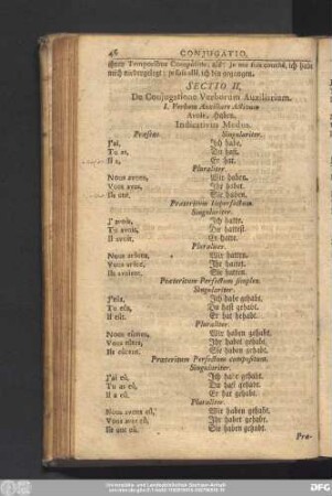 Sectio II. De Coniugatione Verborum Auxiliarium.