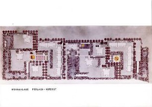 Hansjakob, Gottfried; München - Neuperlach Nord, Nord-Ost; Wohnanlage mit Ladenzentrum an der Quiddestraße - Entwurf Wohnanlage Perlach-Nordost (Grundriss)