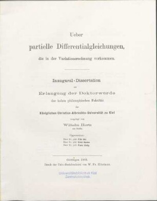 Ueber partielle Differentialgleichungen, die in der Variationsrechnung vorkommen