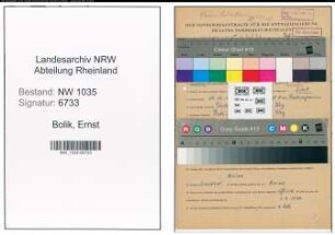 Entnazifizierung Ernst Bolik , geb. 13.12.1899 (Heimleiter)