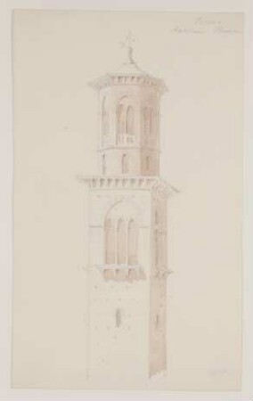 Die Torre dei Lamberti des Stadthauses von Verona [aus einem Konvolut von 107 Blatt Architekturstudien und Skizzen einer Italienreise]
