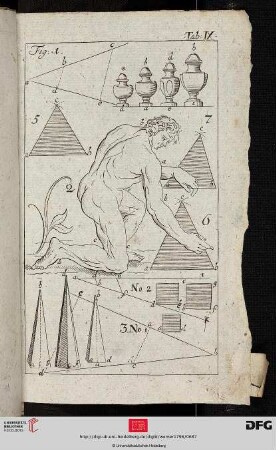 Tab. IX [Kniender Akt; div. Trinkgefäße; geometrische Formen und Körper]
