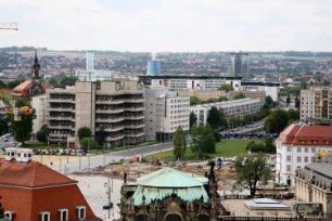Dresden-Altstadt. Blick vom hausmannsturm des Schlosses nach Westsüdwesten zur Freiberger Straße