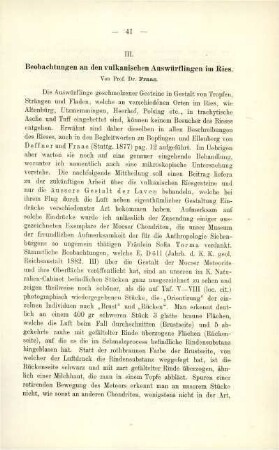Beobachtungen an den vulkanischen Auswürflingen im Ries. (Fraas)