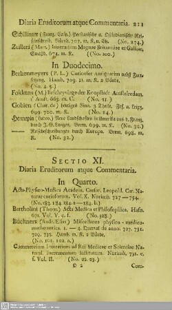 Sectio XI. Diaria Eruditorum atque Commentaria