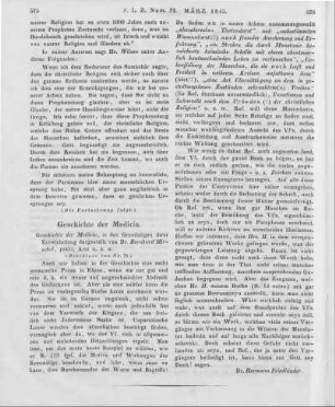 Hirschel, B.: Geschichte der Medicin in den Grundzügen ihrer Entwickelung. Dresden: Arnold 1843 (Beschluss von Nr. 71)