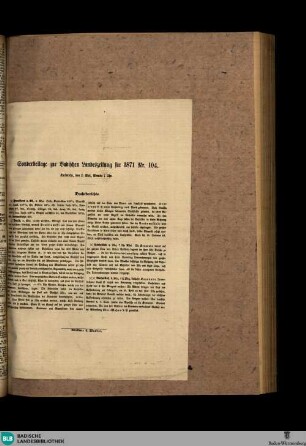 Badische Landes-Zeitung, Sonderbeilage