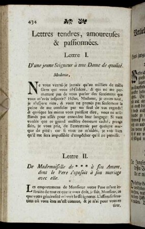 Lettres tendres, amoureuses & passionnées. = Verliebte und zärtliche Briefe.