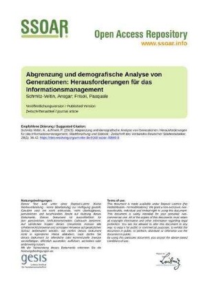 Abgrenzung und demografische Analyse von Generationen: Herausforderungen für das Informationsmanagement