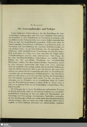 IX. Kapitel. Die Leinwandhändler und Verleger
