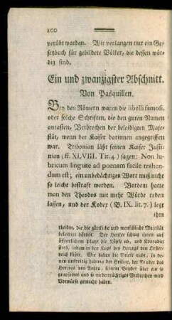 Ein und zwanzigster Abschnitt. Von Pasquillen