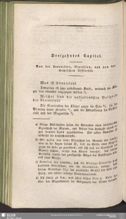 Dreizehntes Capitel. Von der Actraction, Repulsion, und von der chemischen Affinität