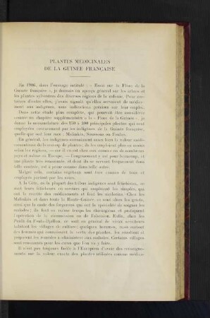 Plantes Médicinales De La Guinée Francaise.