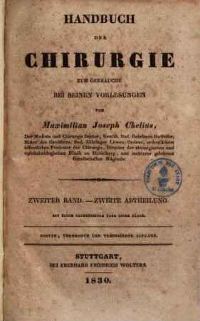 Handbuch der Chirurgie. 2.Bd., 2. Abth.