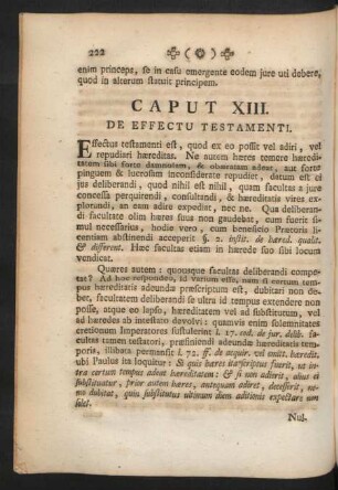 Caput XIII. De Effectu Testamenti.