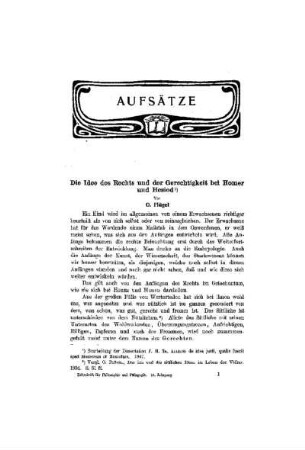 Die Idee des Rechts und der Gerechtigkeit bei Homer und Hesiod