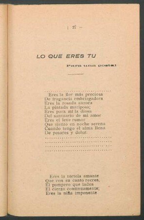 Lo que eres tu : Para una postal