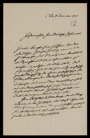 Brief von Oskar Hamm an Gottlieb Planck, Köln, 9.1.1905