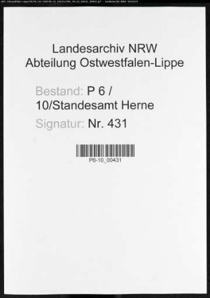 Sterberegister Standesamt Herne