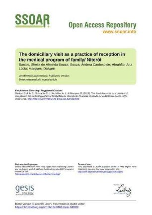The domiciliary visit as a practice of reception in the medical program of family/ Niterói