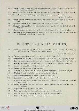 Bronzes – Objets variés (Nr. 93-159)
