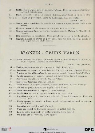 Bronzes – Objets variés (Nr. 93-159)