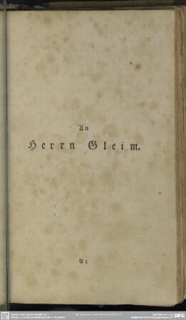 An Herrn Gleim