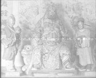 Glasdia von chinesischen Holzfiguren ("Götzenbilder")