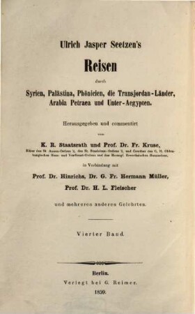 Ulrich Jasper Seetzen's Reisen durch Syrien, Palästina, Phönicien, die Transjordan-Länder, Arabia Petrarca und Unter-Aegypten, 4. Commentare zu Ulrich Jasper Seetzen's Reisen durch Syrien, Palästina, Phönicien, die Transjordan-Länder, Arabia Petraea und Unter-Aegypten : nebst sämmtlichen Original-Charten Seetzen's